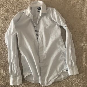 White, black, blue polkadotted Hugo boss dress shirt